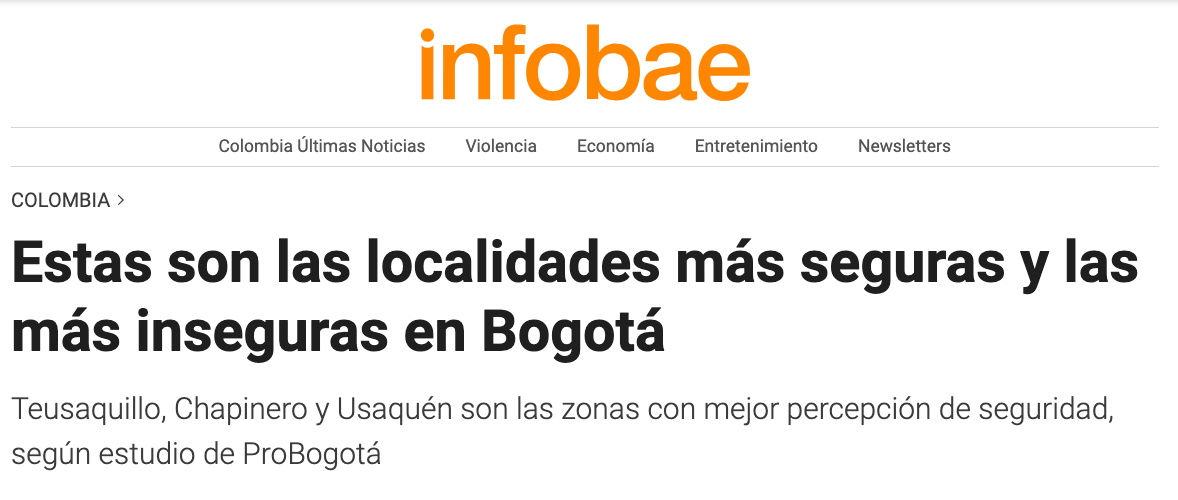 Estas Son Las Localidades Más Seguras Y Las Más Inseguras En Bogotá ...